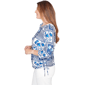 Petites Alfred Dunner Mykonos Framed Floral Ruched Side Tie Top - image 4