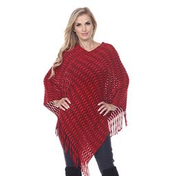 White Mark Asymmetrical Hem Poncho Sweater