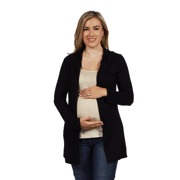Plus Size 24/7 Comfort Apparel Hooded Maternity Cardigan - image 