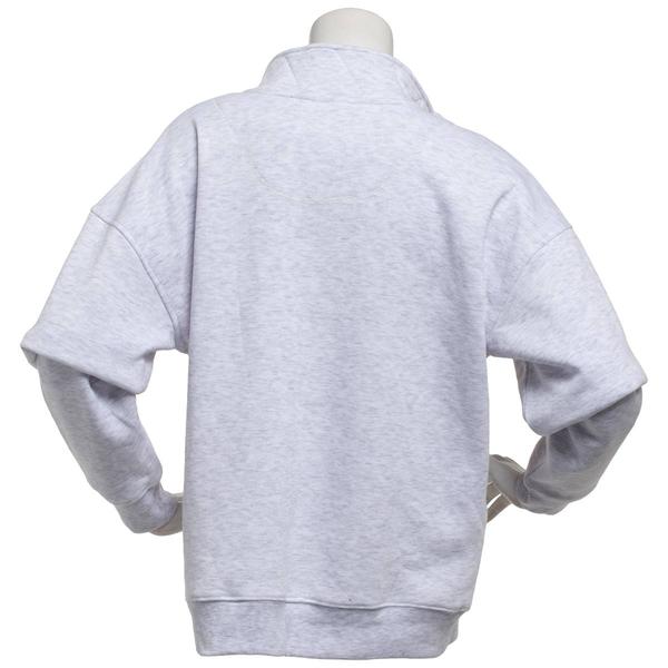 Juniors Pink Rose Fleece Enzyme Wash Mock Neck Oversized Pullover