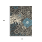 HomeRoots Transitional Blue & Grey Floral Rectangular Area Rug - image 3