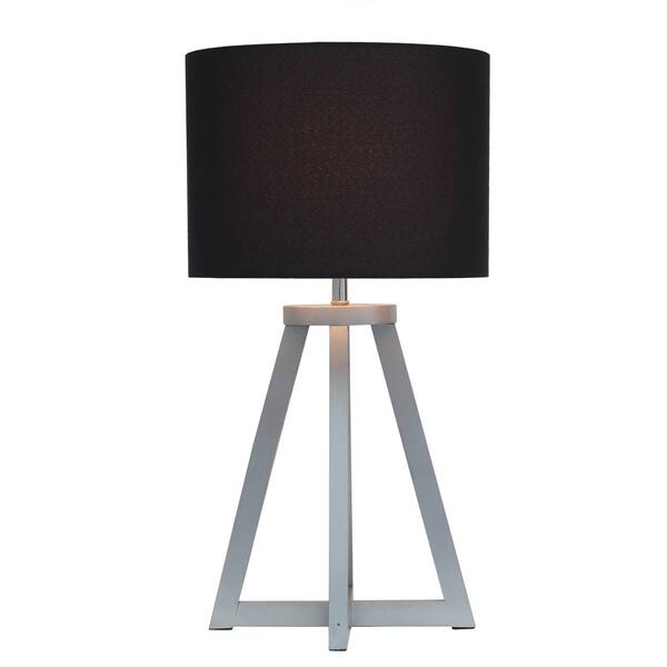 Simple Designs Interlock Triangular Wood Fabric Shade Table Lamp - image 