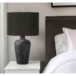 HomeRoots 24in. Black Ceramic Round Table Lamp