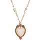 1928 Jewelry Faux Pearl Heart Flower Enamel Necklace - image 1