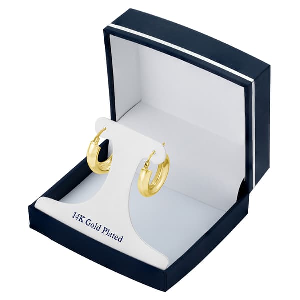 14kt. Gold over Brass 20mm Hi-Polished Tube Hoop Earrings