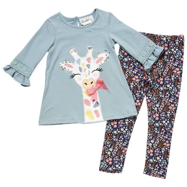Girls &#40;4-6x&#41; Rare Editions 2pc. Giraffe Top & Leggings Set - image 