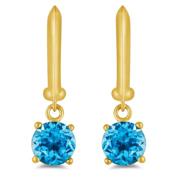 Gemstone Classics™ Gold over Silver Blue Sapphire Drop Earrings