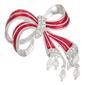 Napier Silver-Tone Red Crystal Holiday Bow Pin - image 1
