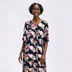 Womens Casual Time Short Sleeve Floral Poly Nightgown