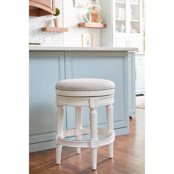 New Ridge Home Goods Chapman 25in. Swivel Barstool - White