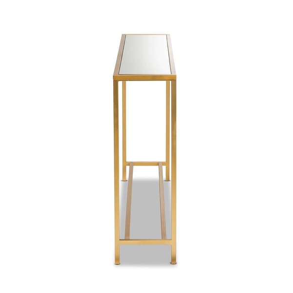 Baxton Studio Alessa Gold Finished Metal & Mirrored Glass Table