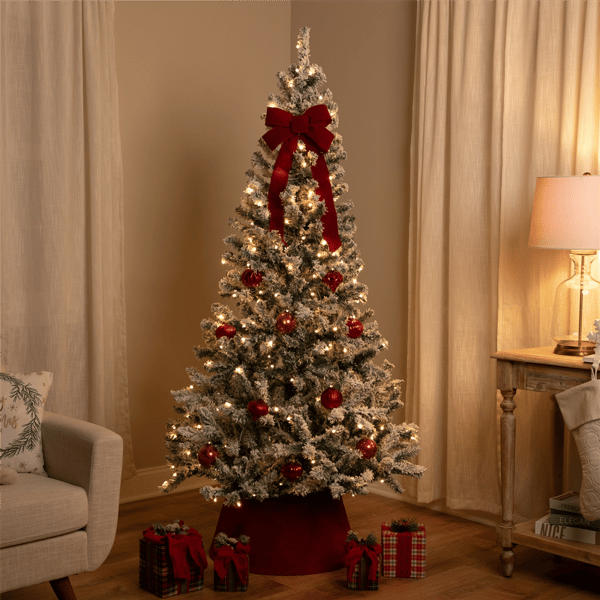 Northlight 6.5ft. Pre-Lit Medium Flocked Pine Christmas Tree