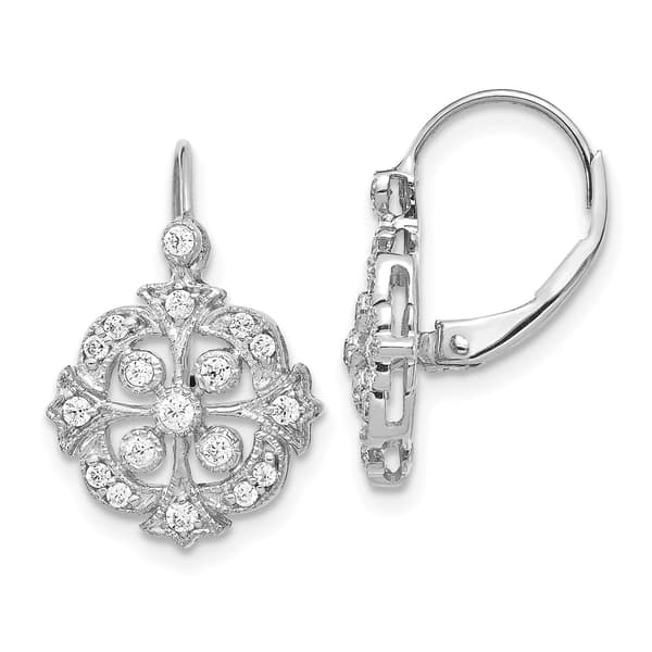 Diamond Classics&#40;tm&#41; 14k White Gold 18x12mm Diamond Earrings - image 