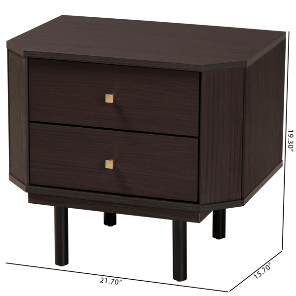 Baxton Studio Norwood Modern Transitional Wood 2-Drawer End Table