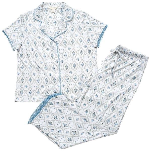 Womens Laura Ashley® Short Sleeve Floral Trellis Pajama Set - image 