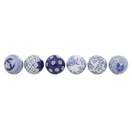 9th & Pike&#40;R&#41; Vintage Style Blue Ceramic Decorative Balls-Set of 6
