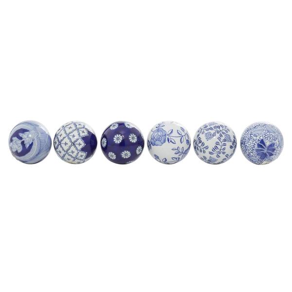 9th & Pike&#40;R&#41; Vintage Style Blue Ceramic Decorative Balls-Set of 6 - image 