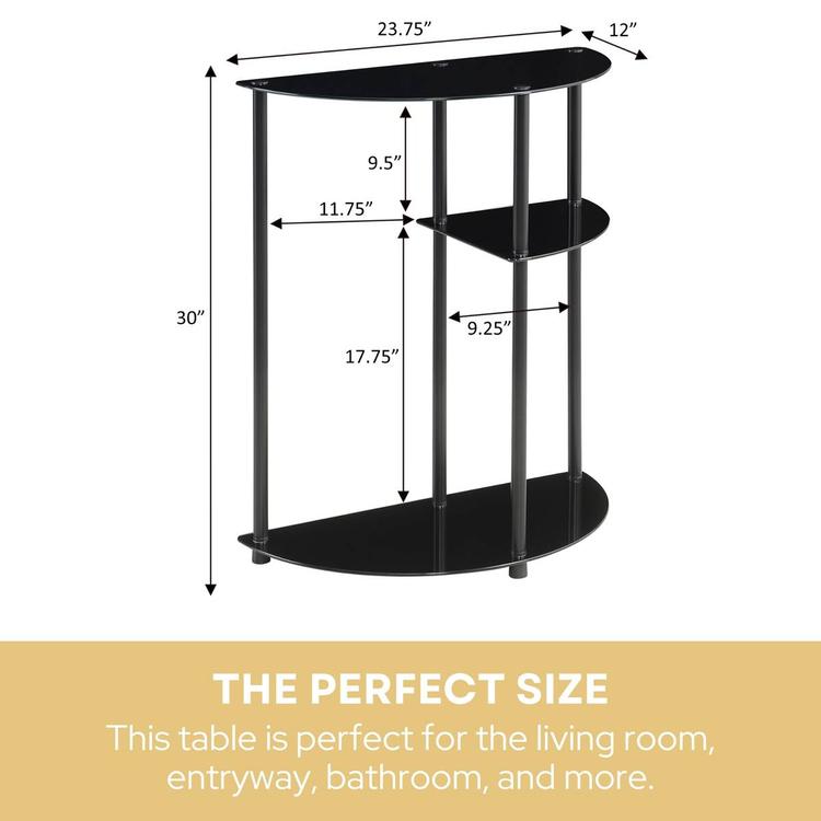 Convenience Concepts Designs2Go Glass 3-Tier Entryway Hall Table