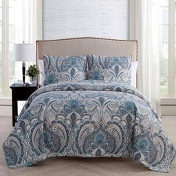 VCNY Home Lawrence Damask Quilt Set