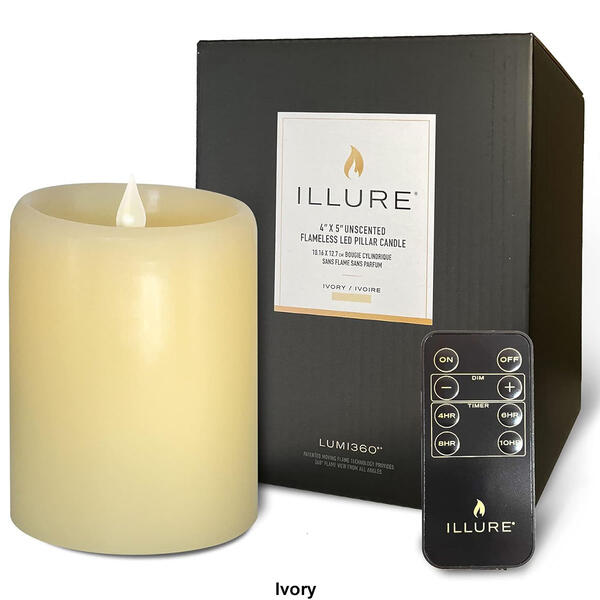 Illure 3x4 Wax Core Pillar LED Flameless Candle w/ Remote
