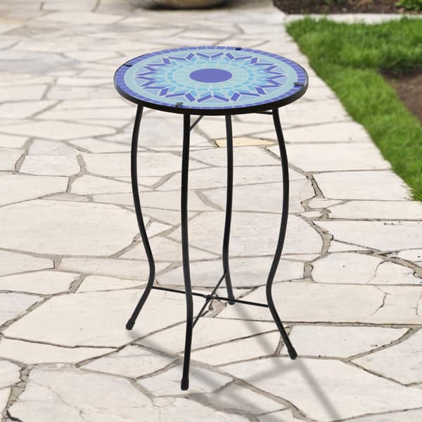 Northlight Seasonal 19in. Blue Sun Mosaic Patio Side Table