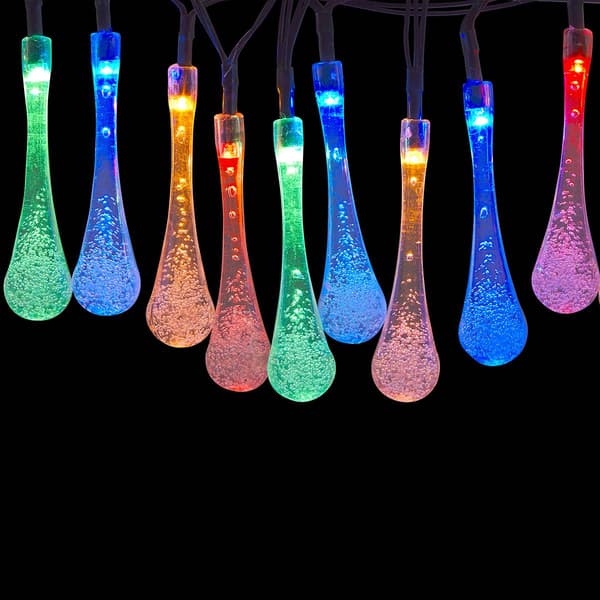 Alpine Solar 20pc Waterdrop Outdoor String Lights - Set of 2