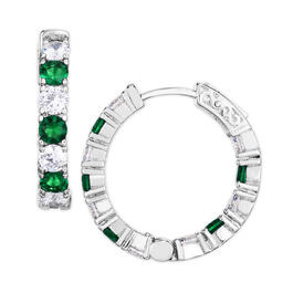 Gianni Argento Lab Emerald & Cubic Zirconia Hoop Earrings