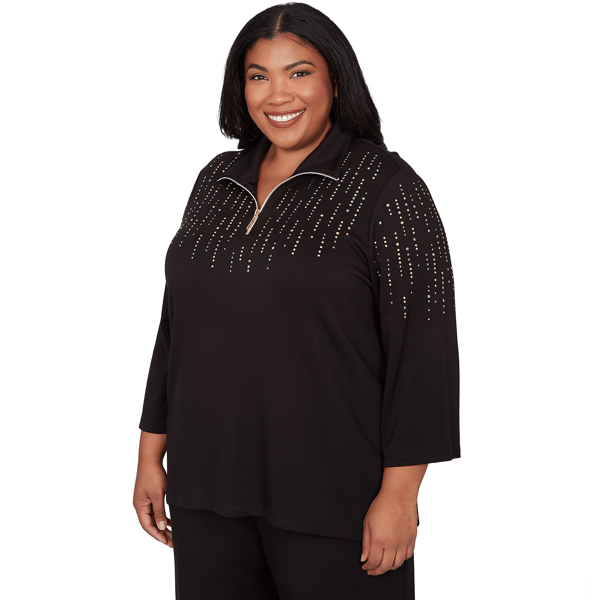 Plus Size Alfred Dunner Seville Stud Embellished Sweater