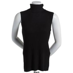 Plus Size Retrology Sleeveless Turtleneck Sweater