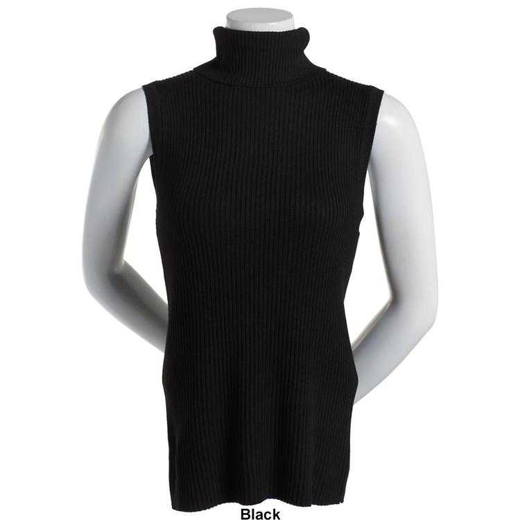 Plus Size Retrology Sleeveless Turtleneck Sweater