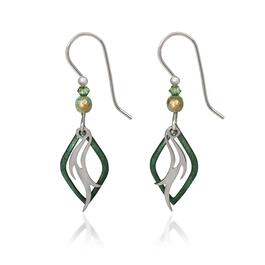 Silver Forest Abstract Flame in Open Diamond Drop Earrings