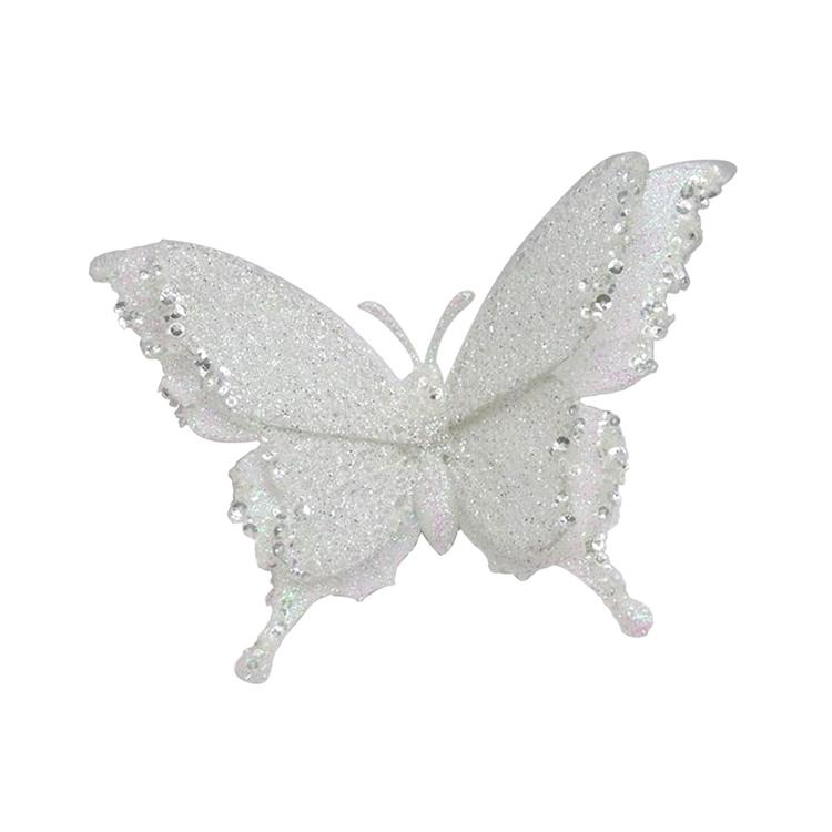 White Butterfly Clip On Ornament