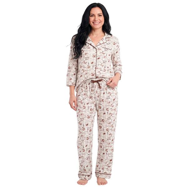 Womens Poppy & Clay Long Sleeve Coffee Organic Pajama Set