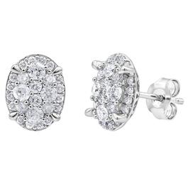 Nova Star&#174; Sterling Silver Lab Grown Diamond Oval Stud Earrings