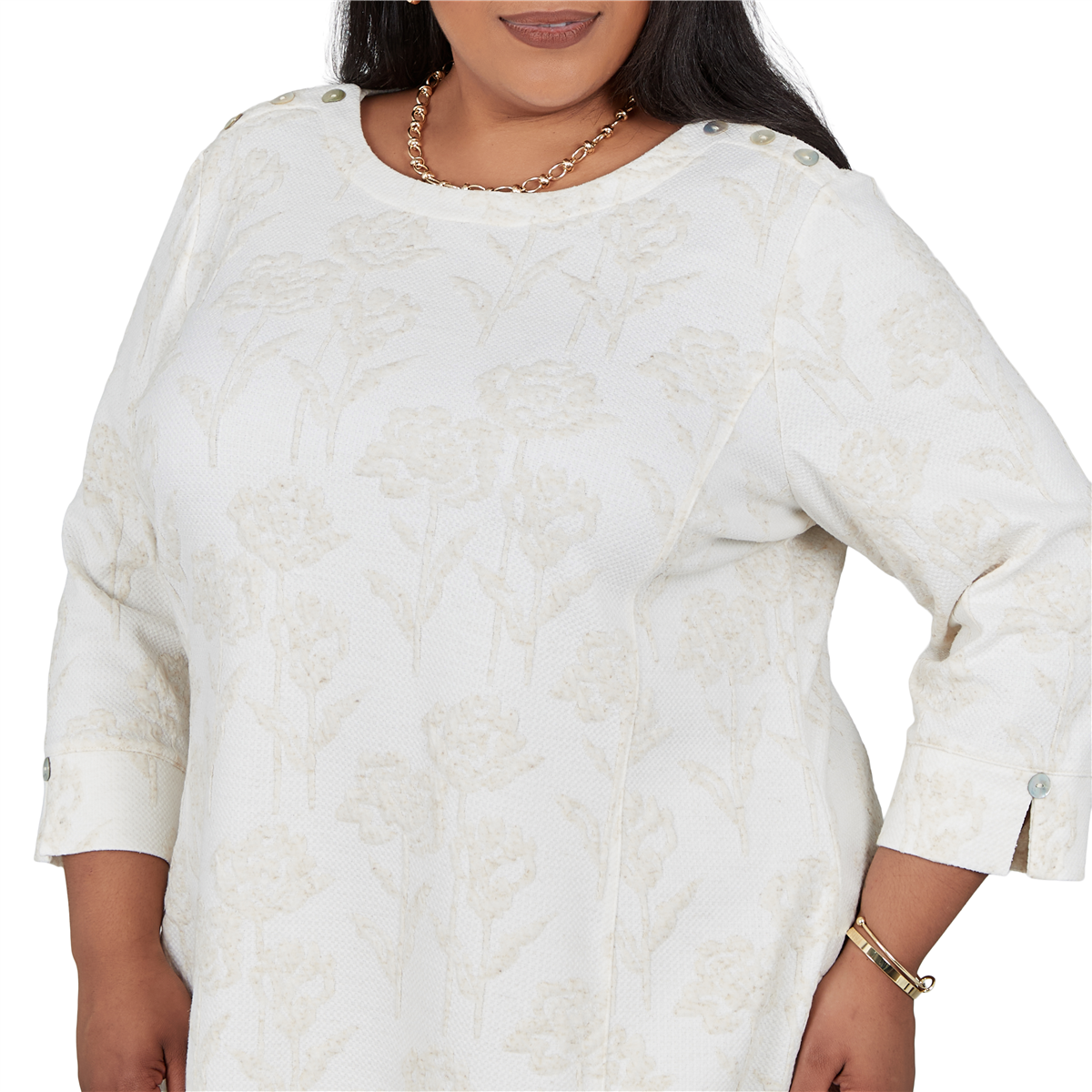 Plus Size Alfred Dunner Cityscape 3/4 Sleeve Floral Blouse