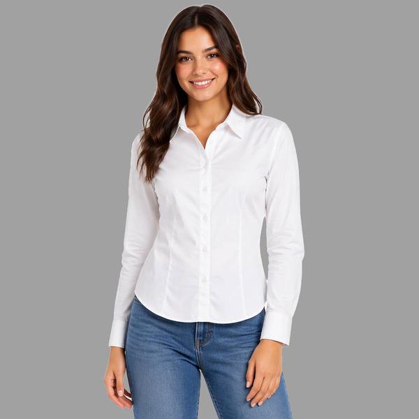 Juniors Love Tree Poplin Fitted Casual Button Down - image 
