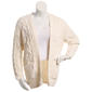 Juniors Pink Rose Chenille Cable Open Cardigan Sweater - image 1