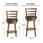 HH2 Home Ronan Slat Ladder Back Adjustable Height Swivel Stool - image 6