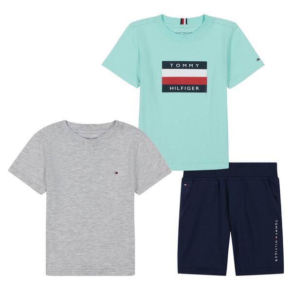 Baby Boy &#40;12-24M&#41; Tommy Hilfiger 3pc. Solid Tees & Shorts Set - image 