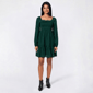 Juniors Jolt Long Sleeve Jacquard Trim Smock Bodice A-Line Dress - image 1
