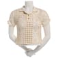 Juniors A. Byer Short Sleeve Open Crochet Henley Top w/ Collar - image 1