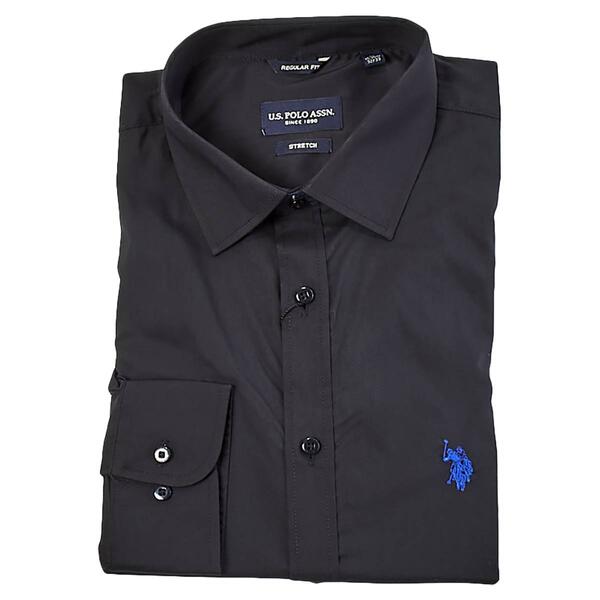 Mens U.S. Polo Assn. Regular Fit Button Down Dress Shirt - Black - image 