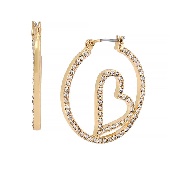 Steve Madden Pave Heart Hoop Earrings