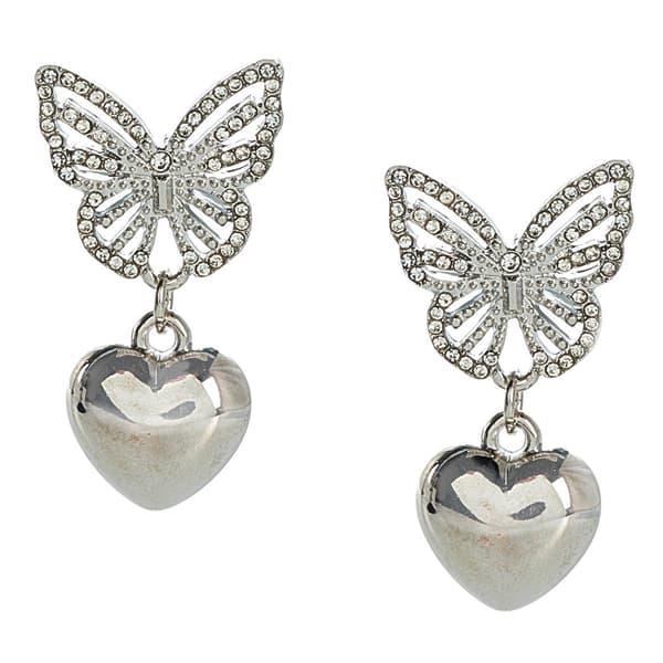 Ashley Butterfly Top Heart Drop Earrings - image 