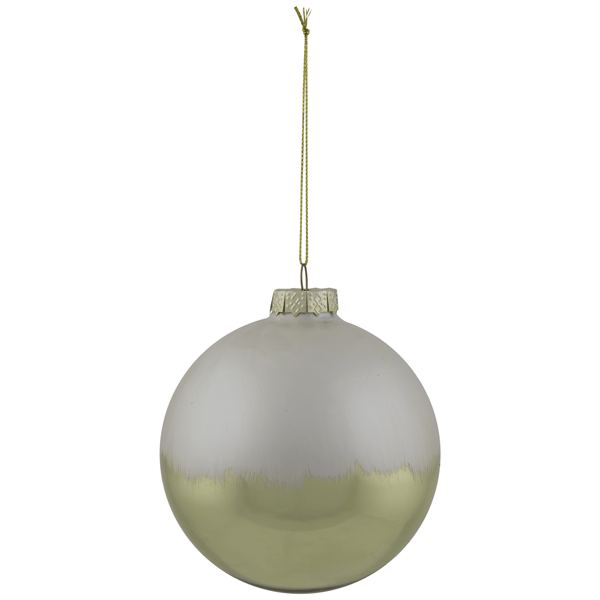 Northlight Brushed White & Gold Glass Ball Christmas Ornament