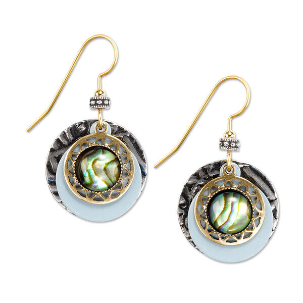 Silver Forest Two-Tone Round with Abalone Earrings - image 