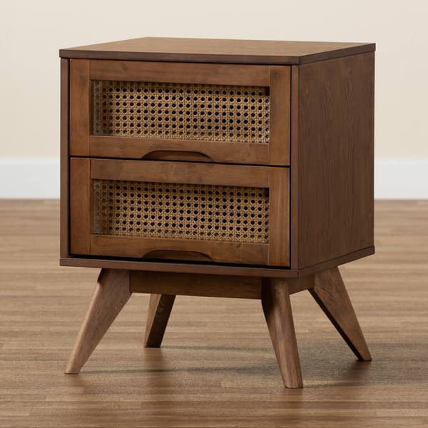 Baxton Studio Barrett Walnut Brown Wood 2-Drawer Nightstand