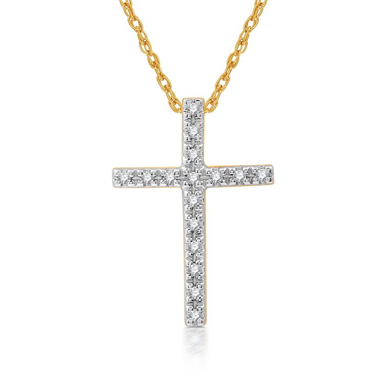 Nova Star(R) 1/10cttw. Two-Tone Lab Grown Diamond Cross Pendant