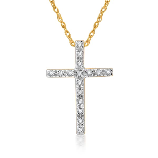 Nova Star&#40;R&#41; 1/10cttw. Two-Tone Lab Grown Diamond Cross Pendant