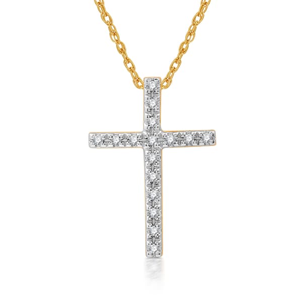 Nova Star&#40;R&#41; 1/10cttw. Two-Tone Lab Grown Diamond Cross Pendant - image 